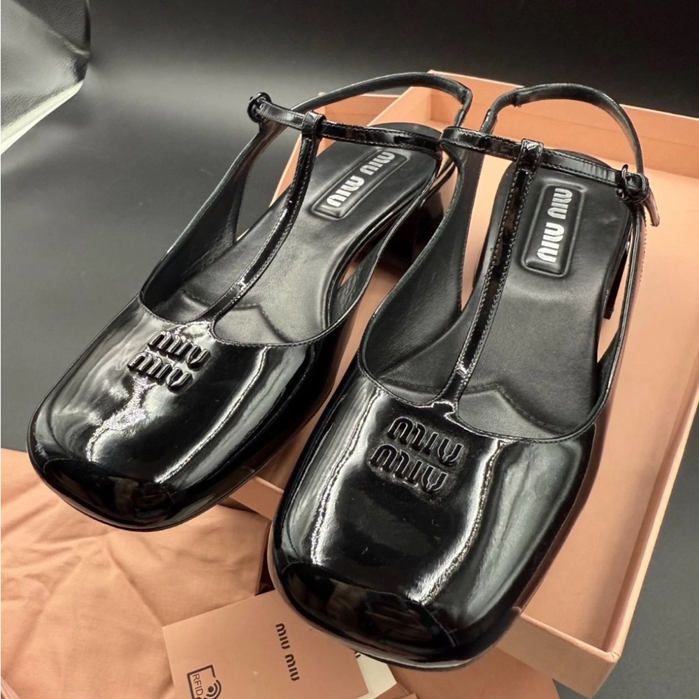 Miu Miu Glossy Black Flats